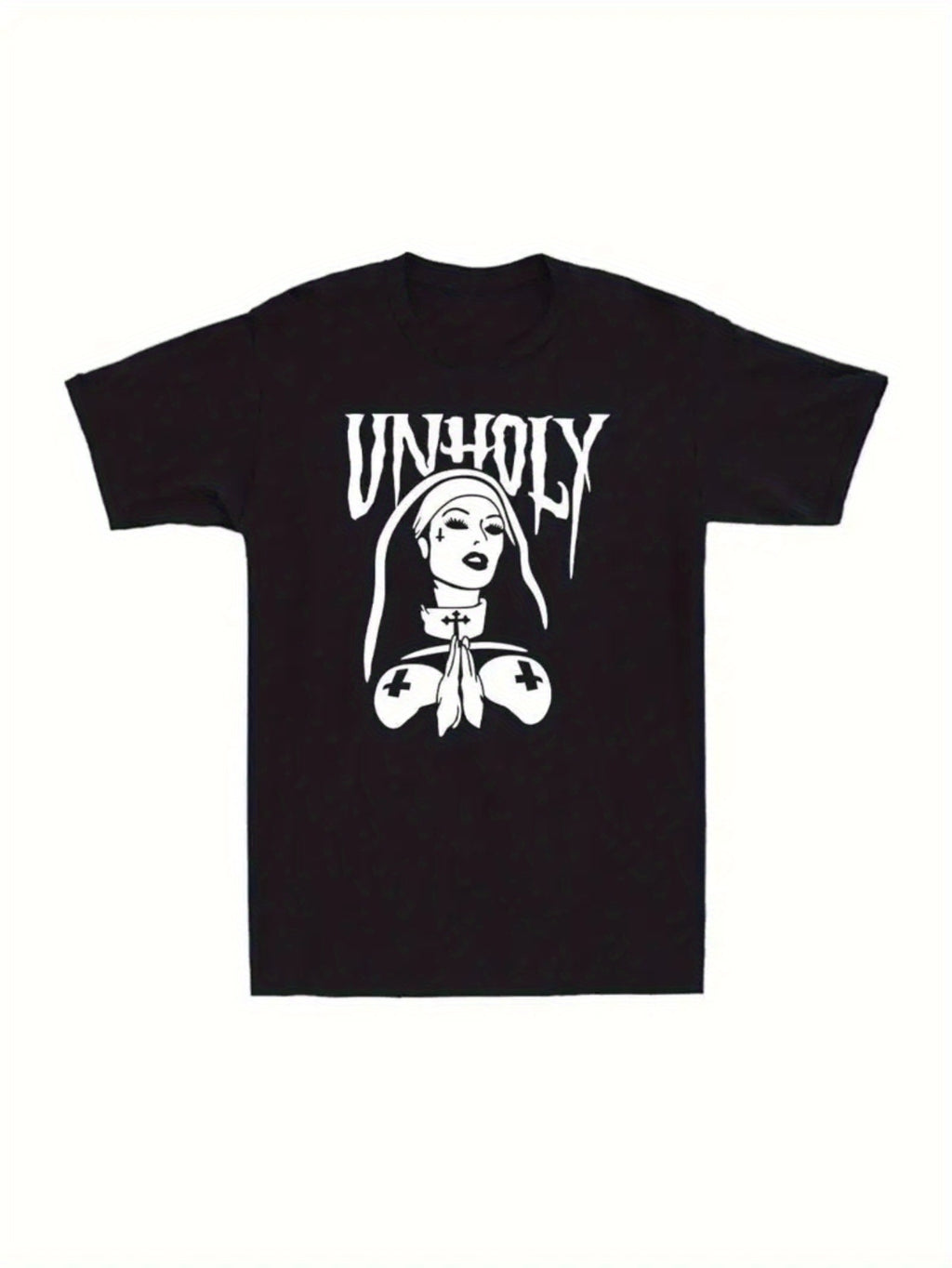 Evil Bad Nuns Religion Mysterious Gothic Evil Funny Sister Satan retro printed men's cotton T-shirts, fashionable top trend men's wear, daily necessities, 100% cotton comfortable short-sleeved shirt.