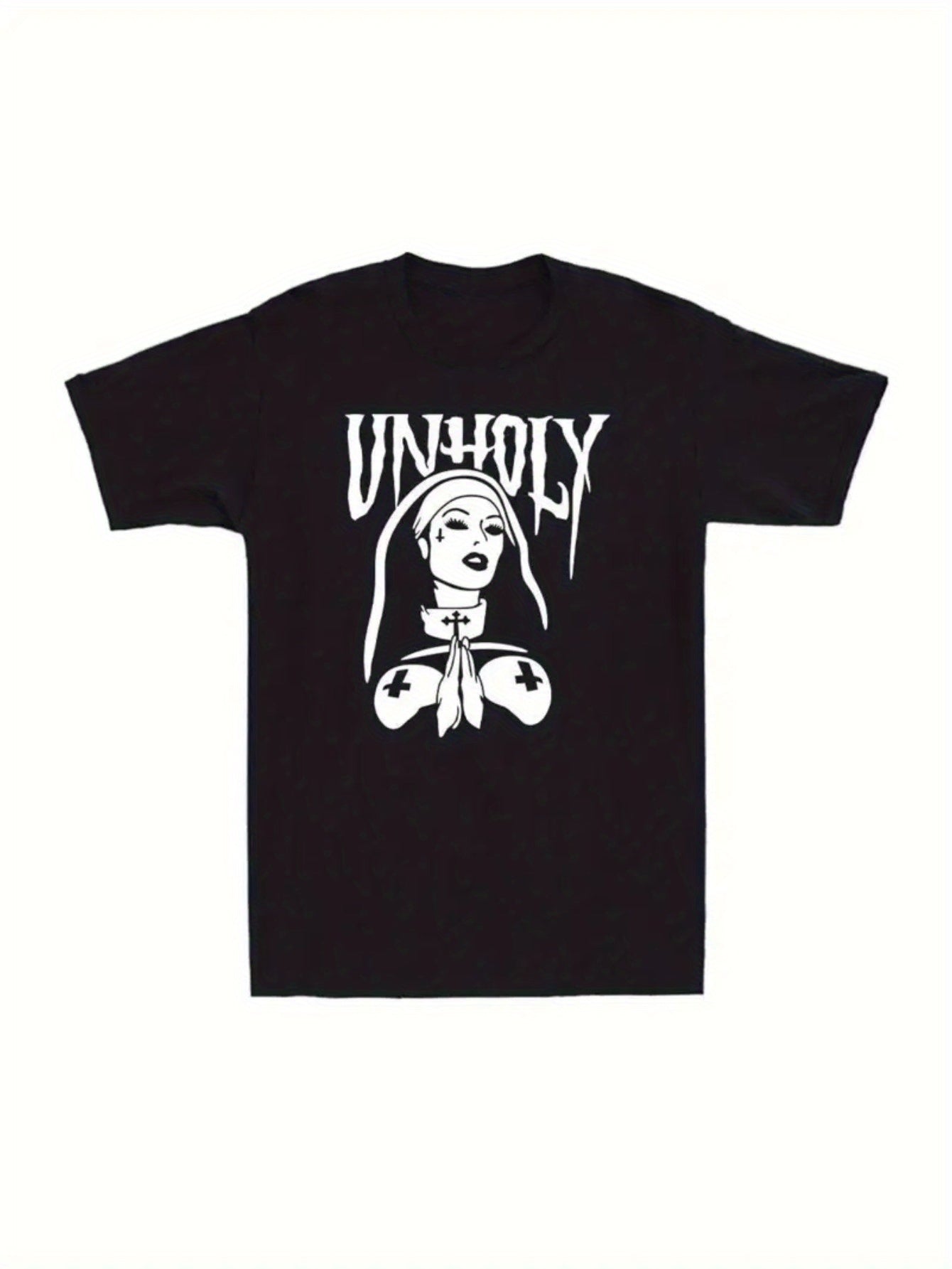 Evil Bad Nuns Religion Mysterious Gothic Evil Funny Sister Satan retro printed men's cotton T-shirts, fashionable top trend men's wear, daily necessities, 100% cotton comfortable short-sleeved shirt.