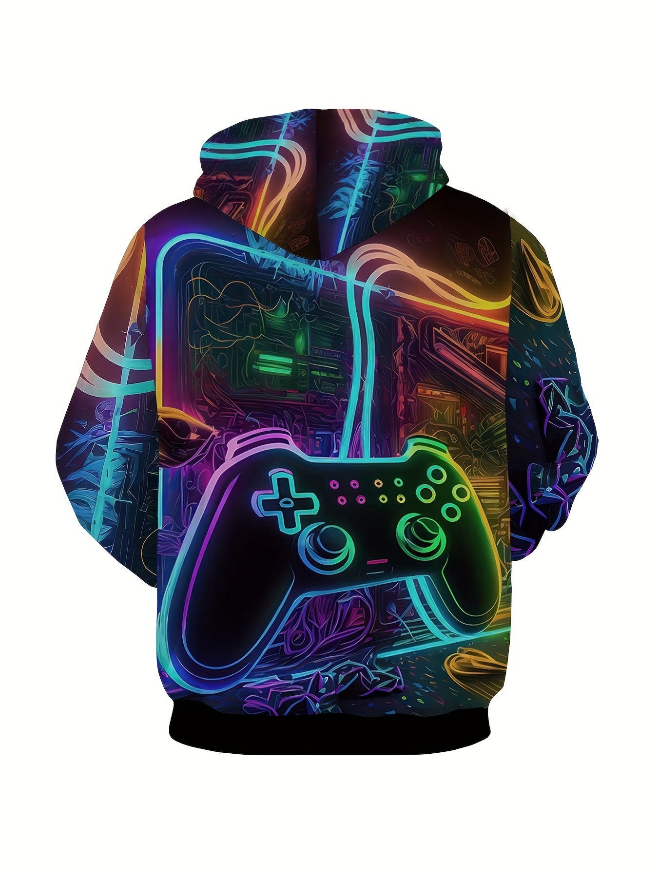 Game Console Printed Men's 2-piece Casual Hooded Sweatshirt Long Sleeved Sweatshirt Sweatpants Set Suitable For Winter And Autumn Men's Wear