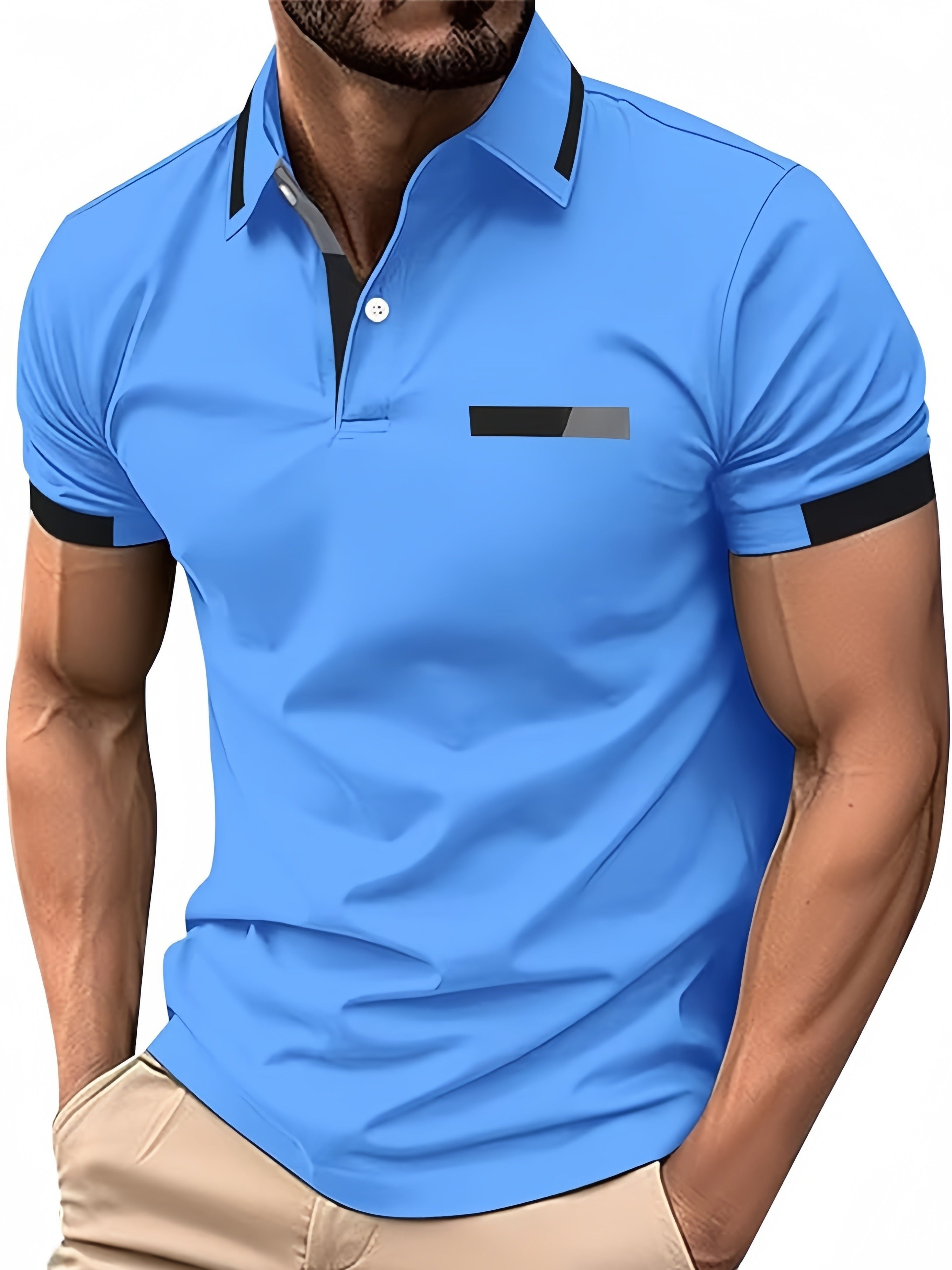Men's Geometric Pattern Short Sleeve POPL Lapel Best Selling Fashion Athleisure Men's Wear