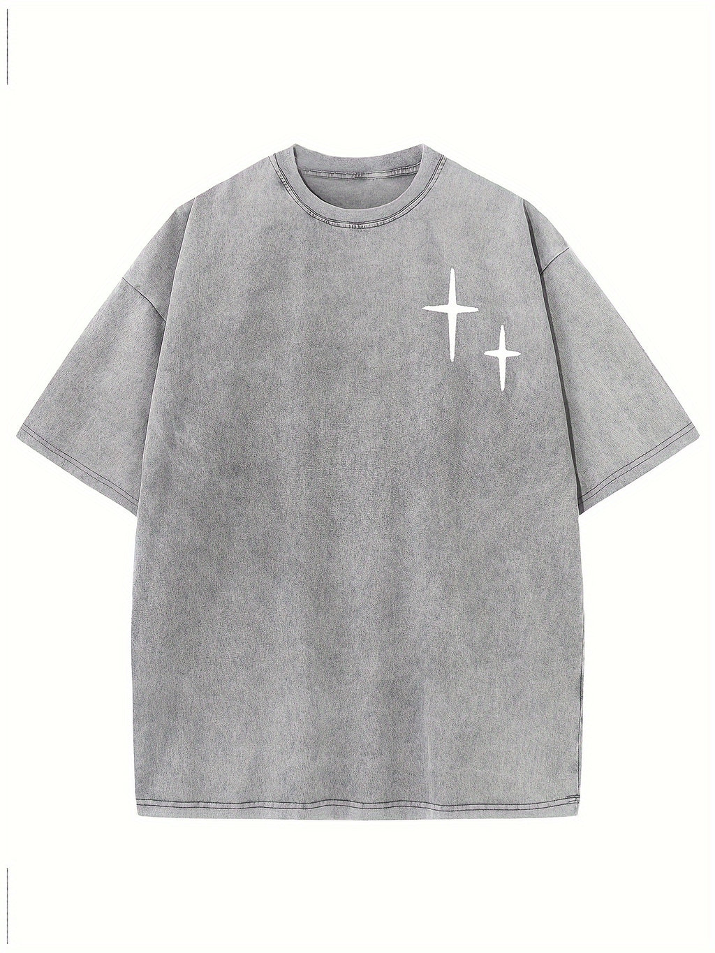 Retro Harajuku Street Spider Double-sided Print Pattern, Men's Retro Street Wear Basic T-shirt Loose Hip Hop Neutral Top Washed Cotton Short-sleeved Round Neck T-shirt, Summer Outdoor Men's Wear