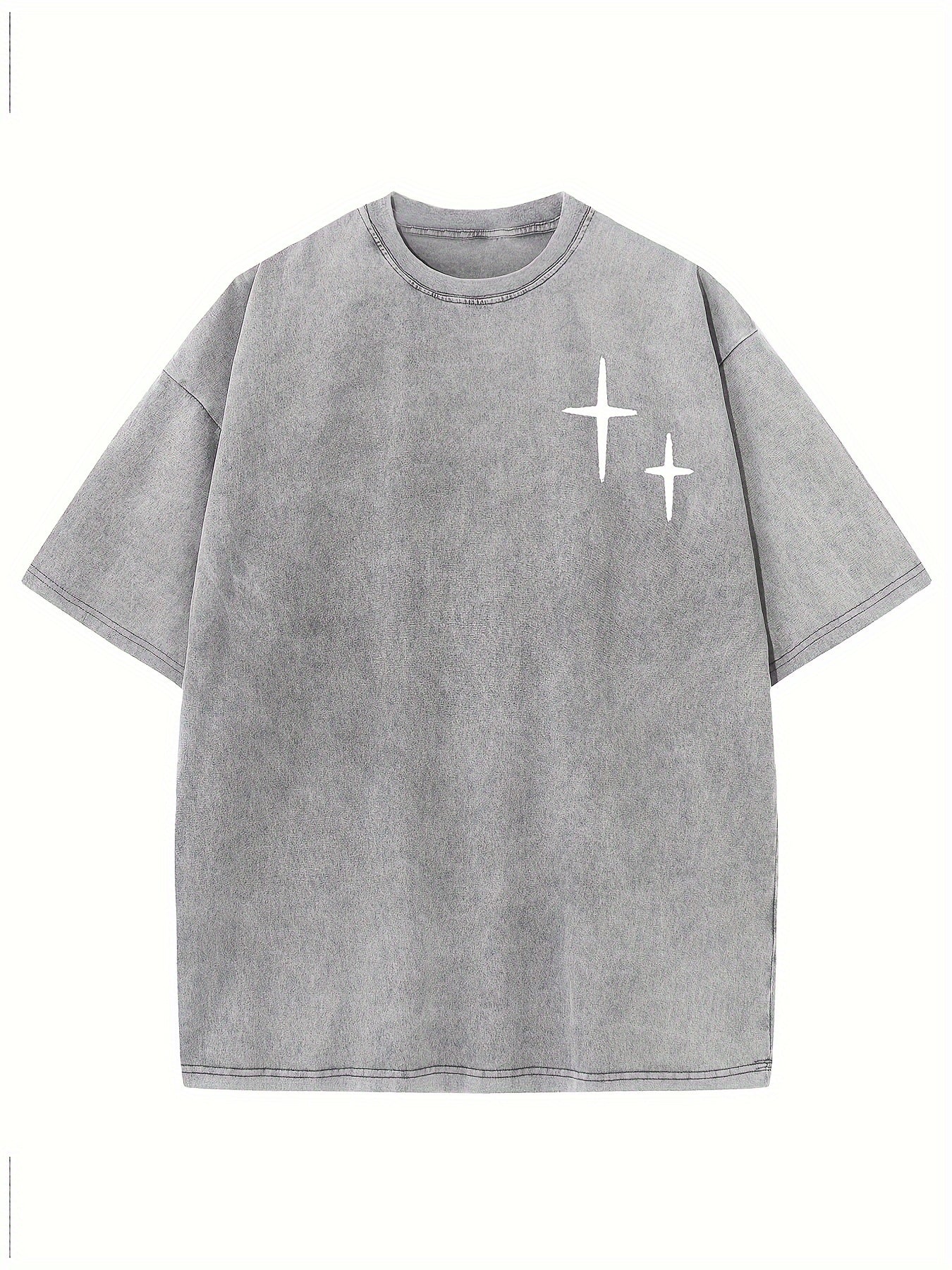 Retro Harajuku Street Spider Double-sided Print Pattern, Men's Retro Street Wear Basic T-shirt Loose Hip Hop Neutral Top Washed Cotton Short-sleeved Round Neck T-shirt, Summer Outdoor Men's Wear