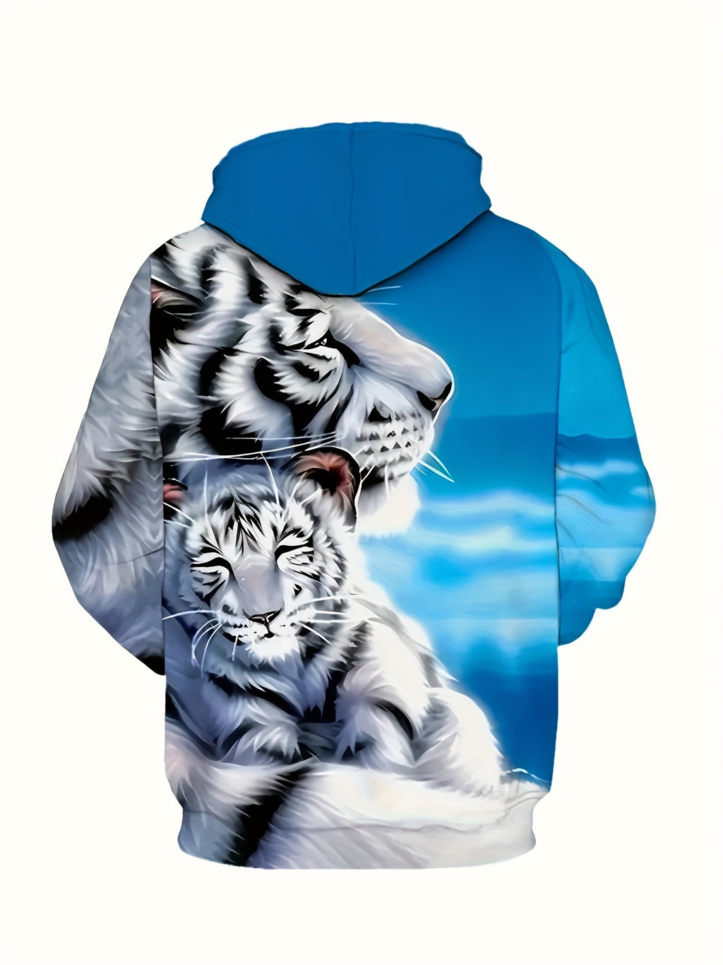 Men's Casual Tiger Print Men's 2-piece Set Casual Hooded Sweatshirt Long Sleeved Sports Shirt Sports Pants Set Suitable For Winter And Autumn Men's Wear