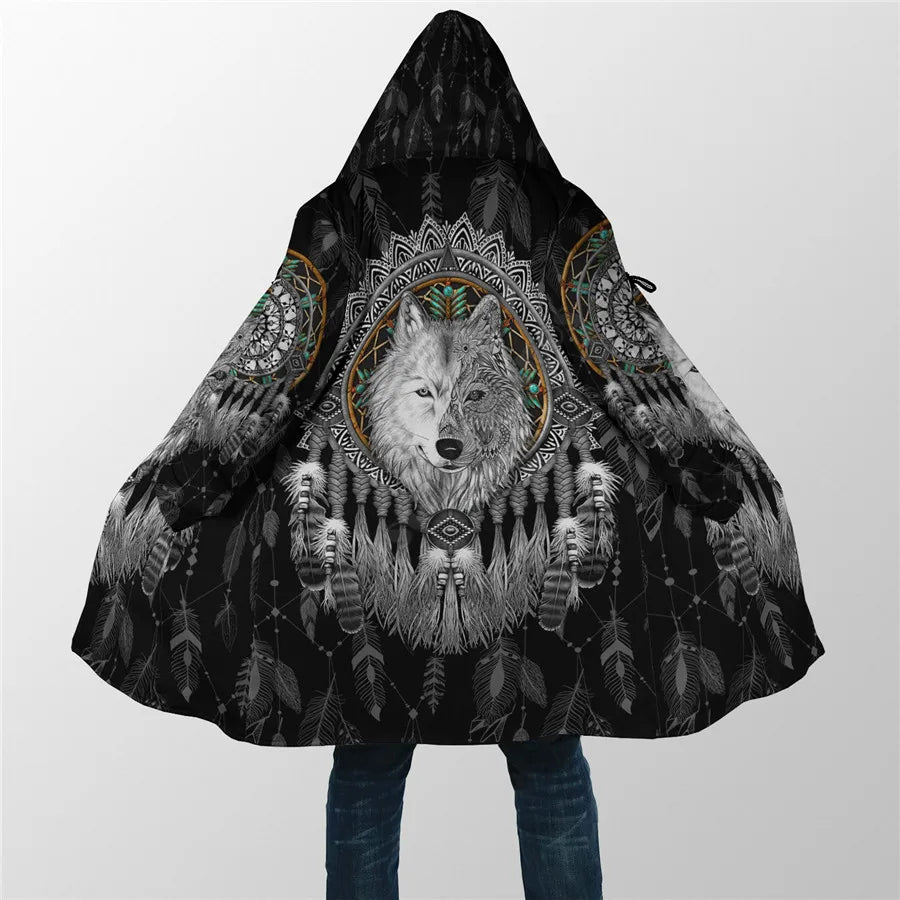 Winter Men For Women Hooded Cloak Beautifull White Wolf 3D All Over Prined Fleece wind breaker Warm Hood cloak