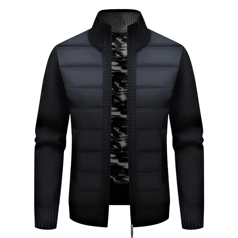 Winter Men Warm Cardigan Padded Jackets Fashion Men Fleece Lined knitwear Sweaters Cardigan Coats Men Windbreaker Knit Jacket