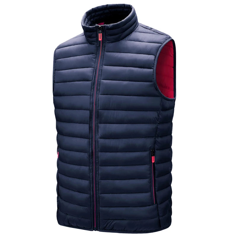 Winter Men Warm Vests Fashion Men Stand Collor Lightweight Padded Down Waistcoats Men Cotton Windbreaker Sleeveless Jackets 6XL