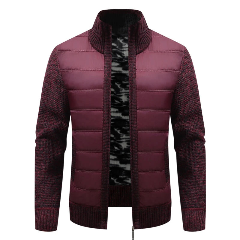 Winter Men Warm Cardigan Padded Jackets Fashion Men Fleece Lined knitwear Sweaters Cardigan Coats Men Windbreaker Knit Jacket