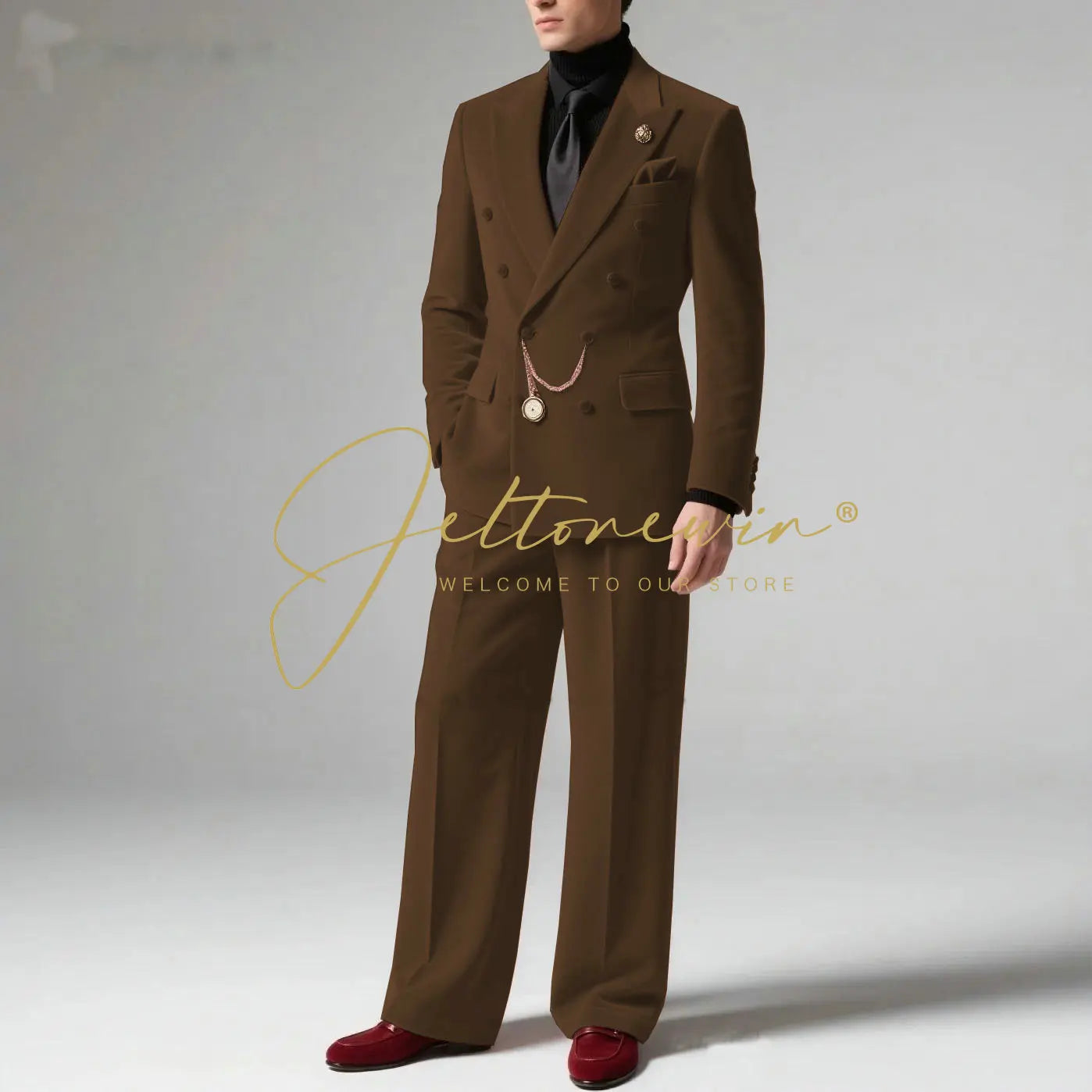 Men's Blazer Suit Dark Grey Velvet Peak Lapel Double Breasted Slim fit Groomsmen Jacket Pants Formal Wedding Party Tuxedos