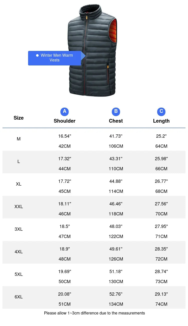 Winter Men Warm Vests Fashion Men Stand Collor Lightweight Padded Down Waistcoats Men Cotton Windbreaker Sleeveless Jackets 6XL