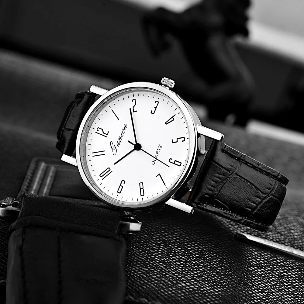 Men Watches Business Wrist Watch Luxury Leather Strap Analog Watches Quartz Wristwatches Clock Men Women Casual Simple Watch
