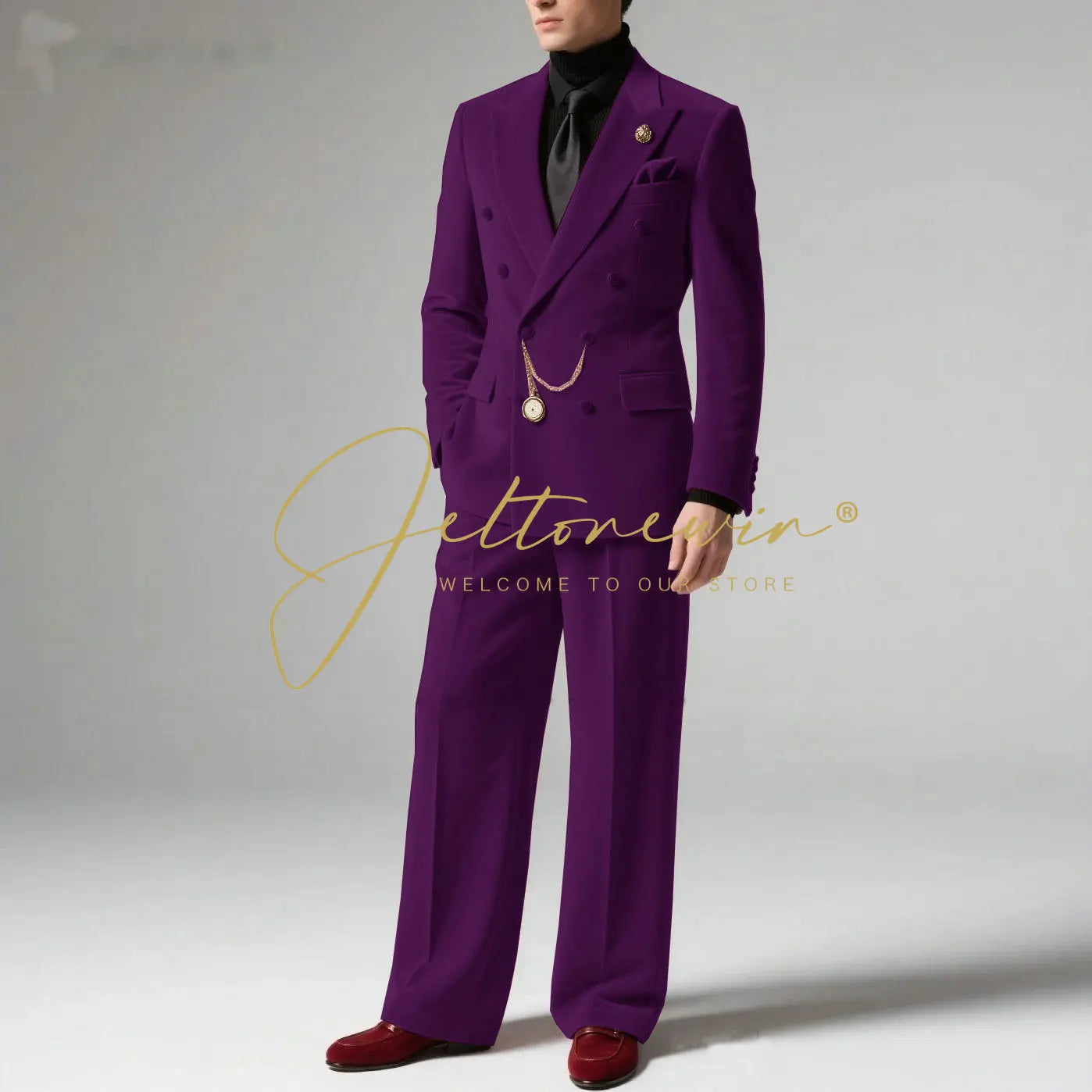 Men's Blazer Suit Dark Grey Velvet Peak Lapel Double Breasted Slim fit Groomsmen Jacket Pants Formal Wedding Party Tuxedos