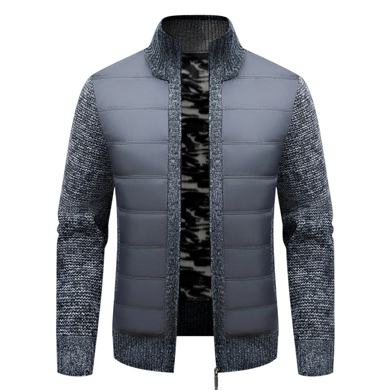 Winter Men Warm Cardigan Padded Jackets Fashion Men Fleece Lined knitwear Sweaters Cardigan Coats Men Windbreaker Knit Jacket