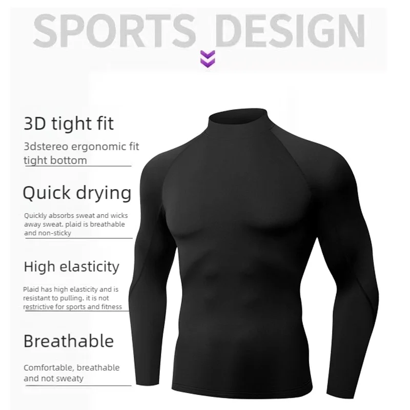 Winter T Shirt For Men Long Sleeve Tshirts Turtleneck Thermal Underwear High Quality Soft Thin fleece keep warm Shirt Homme