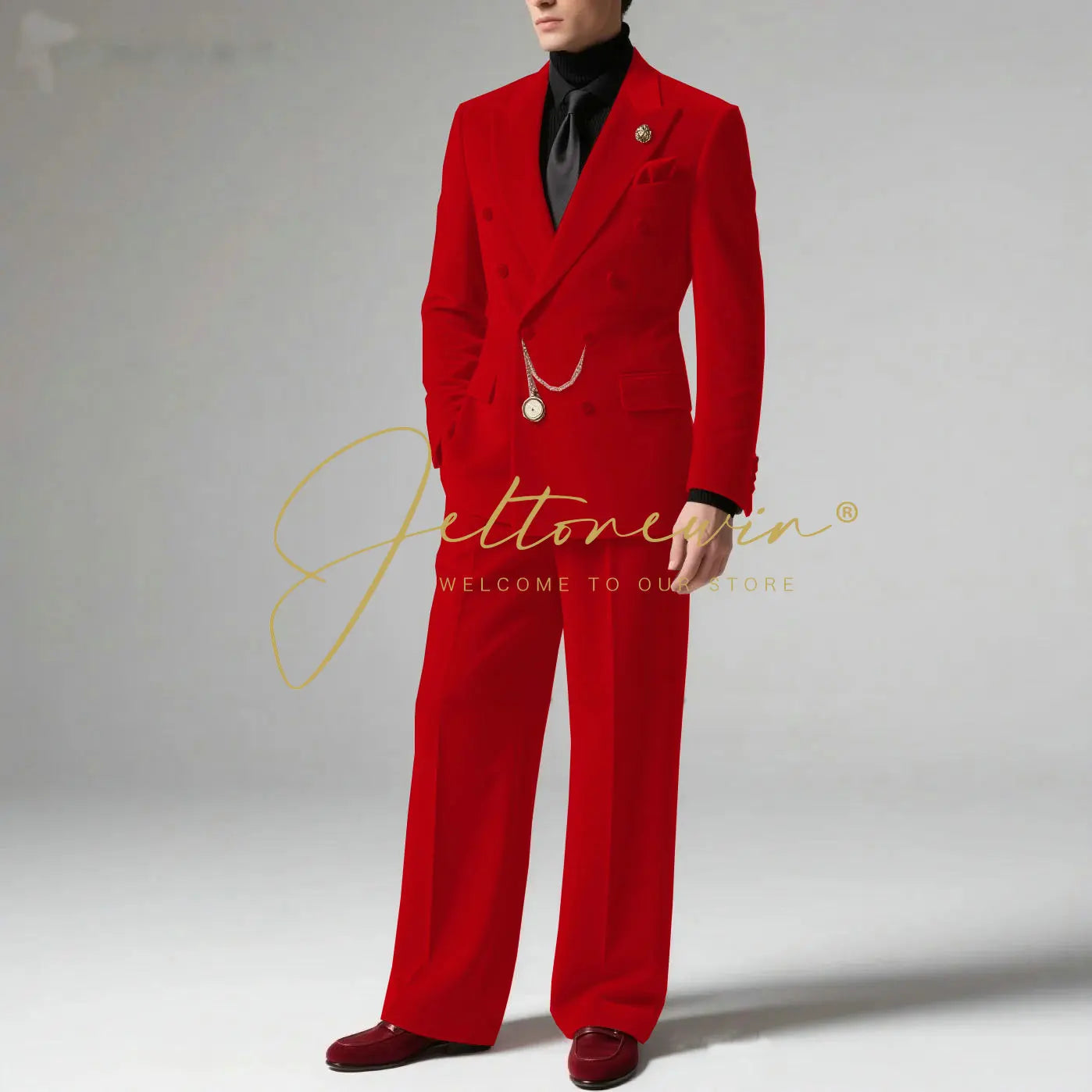 Men's Blazer Suit Dark Grey Velvet Peak Lapel Double Breasted Slim fit Groomsmen Jacket Pants Formal Wedding Party Tuxedos