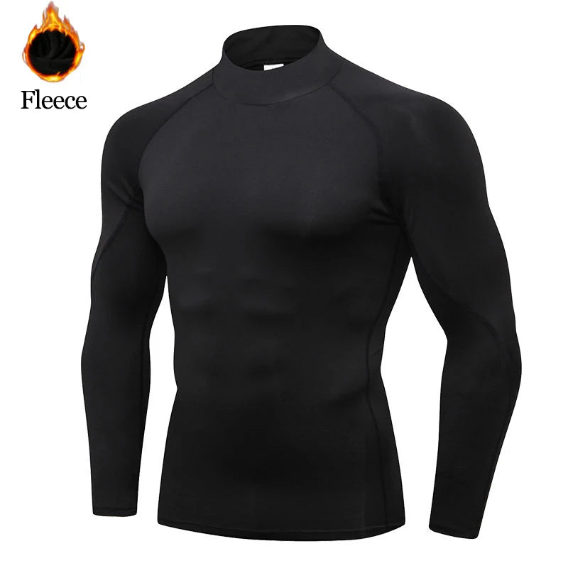 Winter T Shirt For Men Long Sleeve Tshirts Turtleneck Thermal Underwear High Quality Soft Thin fleece keep warm Shirt Homme