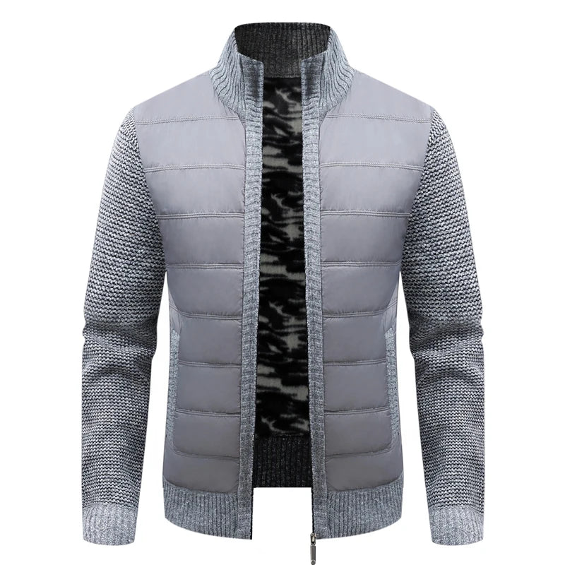 Winter Men Warm Cardigan Padded Jackets Fashion Men Fleece Lined knitwear Sweaters Cardigan Coats Men Windbreaker Knit Jacket