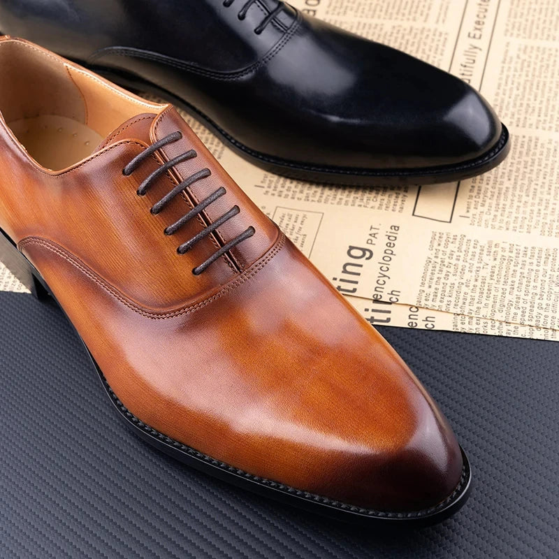 Elegant Men Leather Dress Shoe Sapato Social Masculino Party Office Suit Matches Comfortable Handcrafted Business Man's Footwear