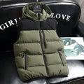 Winter Men Down Vest Contrast Color Cold-proof Windproof Sleeveless Zipper Man Coat Warm Pocket Detachable Hooded Male Waistcoat