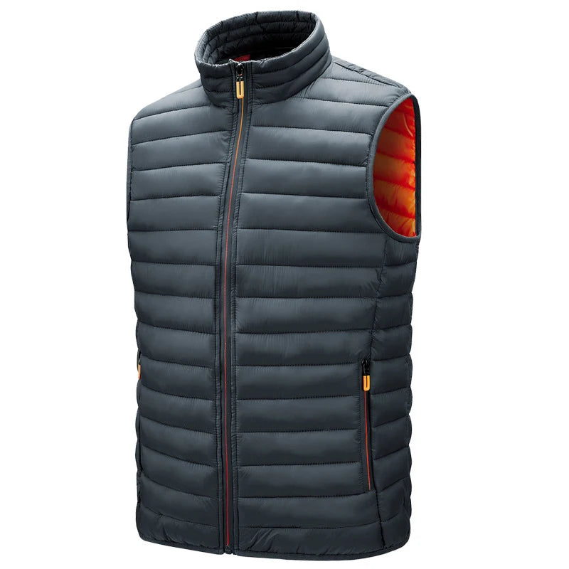 Winter Men Warm Vests Fashion Men Stand Collor Lightweight Padded Down Waistcoats Men Cotton Windbreaker Sleeveless Jackets 6XL