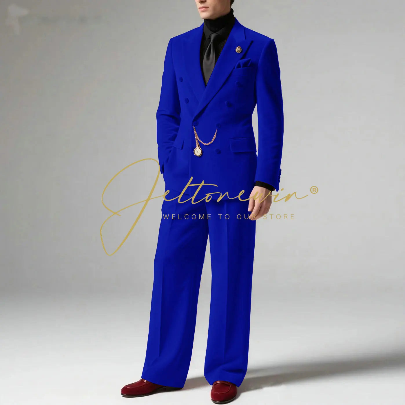 Men's Blazer Suit Dark Grey Velvet Peak Lapel Double Breasted Slim fit Groomsmen Jacket Pants Formal Wedding Party Tuxedos