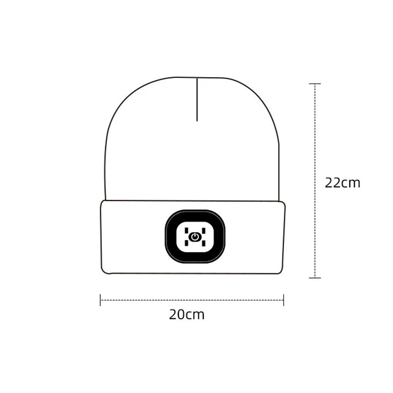 Winter Men Beanie Hat with LED Light Rechargeable Knitted Hat for Woman Cap Night Running Fishing Riding Sports Teenager Beanies