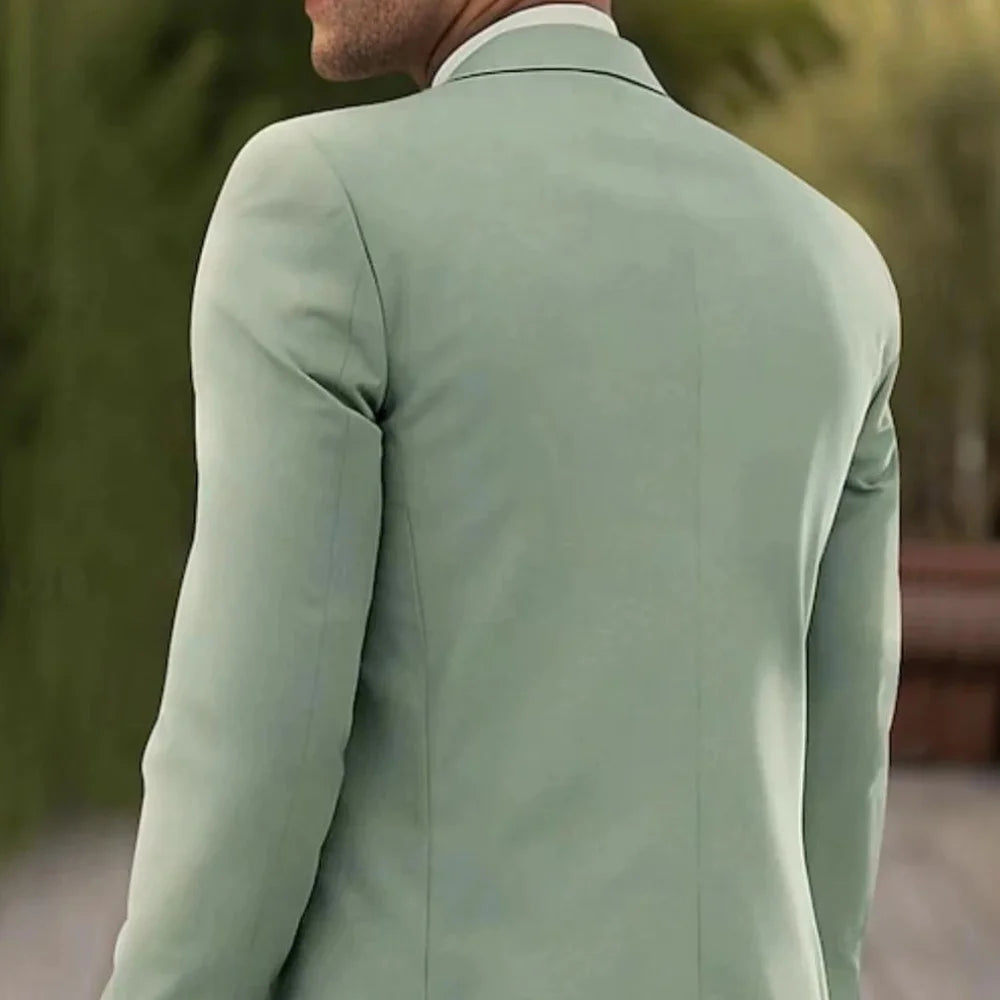 Suit (Blazer+ Vest + Trousers) Men's Fashionable Gentleman Business British Style Solid-color Banquet Host Casual Wedding Suit