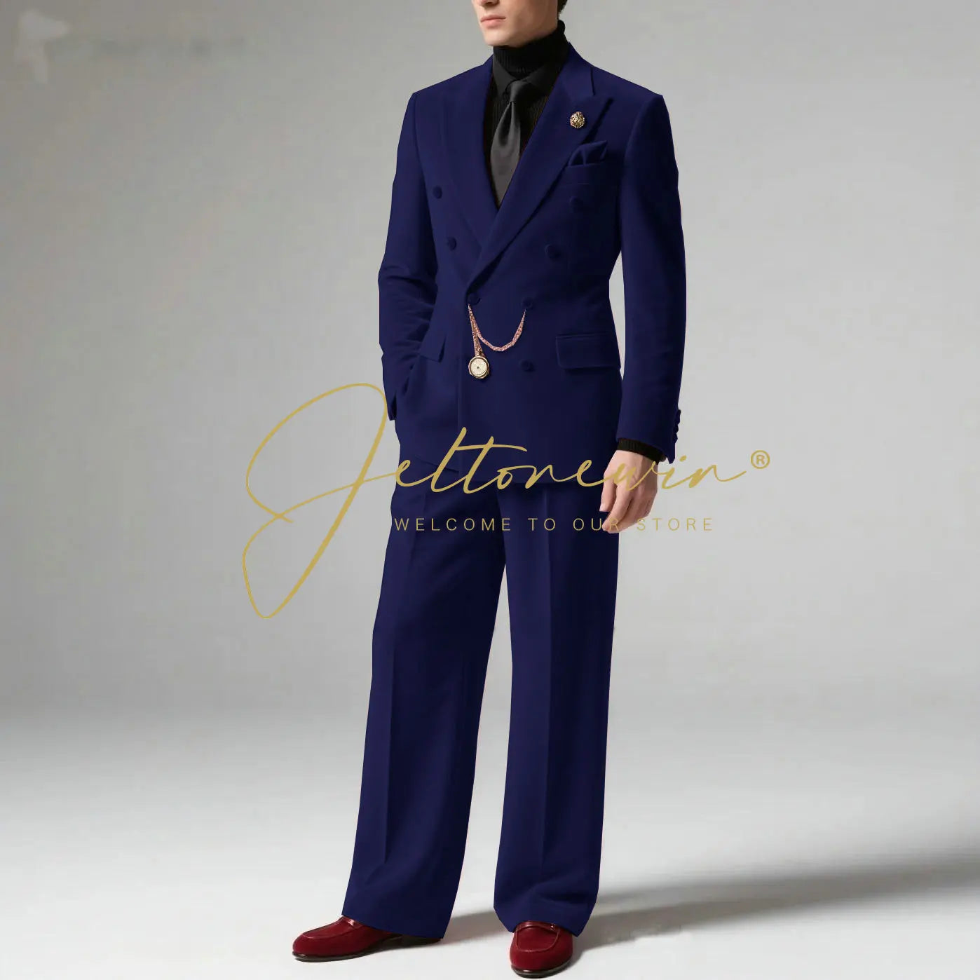 Men's Blazer Suit Dark Grey Velvet Peak Lapel Double Breasted Slim fit Groomsmen Jacket Pants Formal Wedding Party Tuxedos