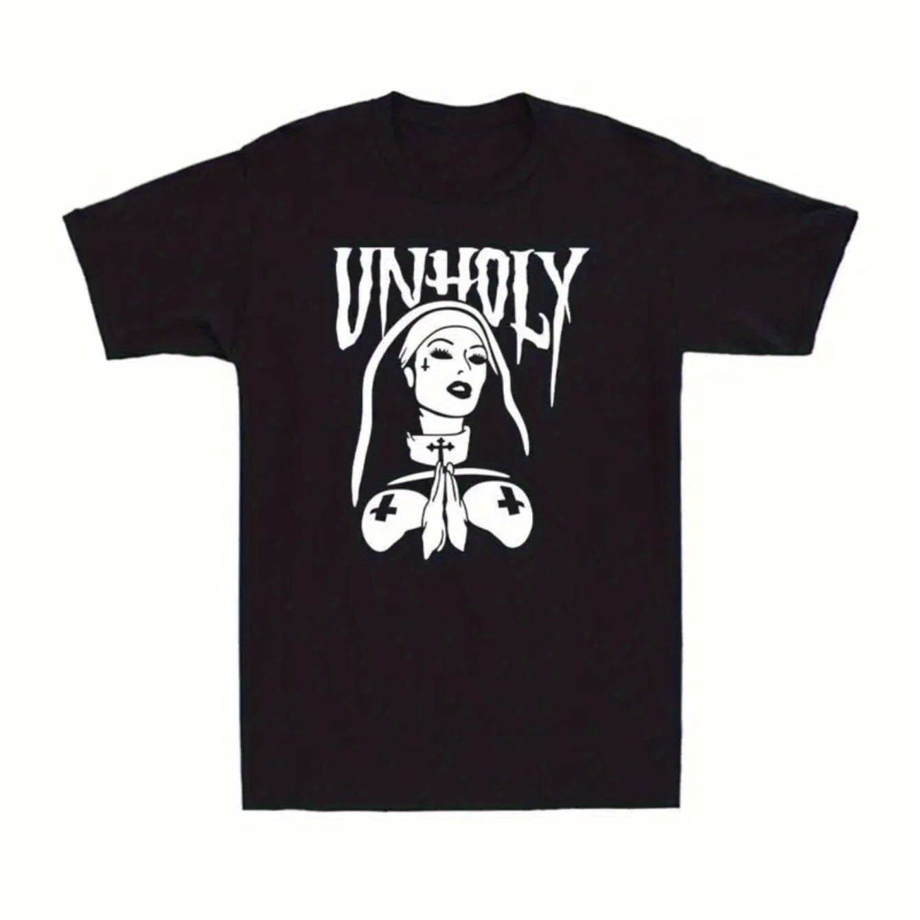 Evil Bad Nuns Religion Mysterious Gothic Evil Funny Sister Satan retro printed men's cotton T-shirts, fashionable top trend men's wear, daily necessities, 100% cotton comfortable short-sleeved shirt.