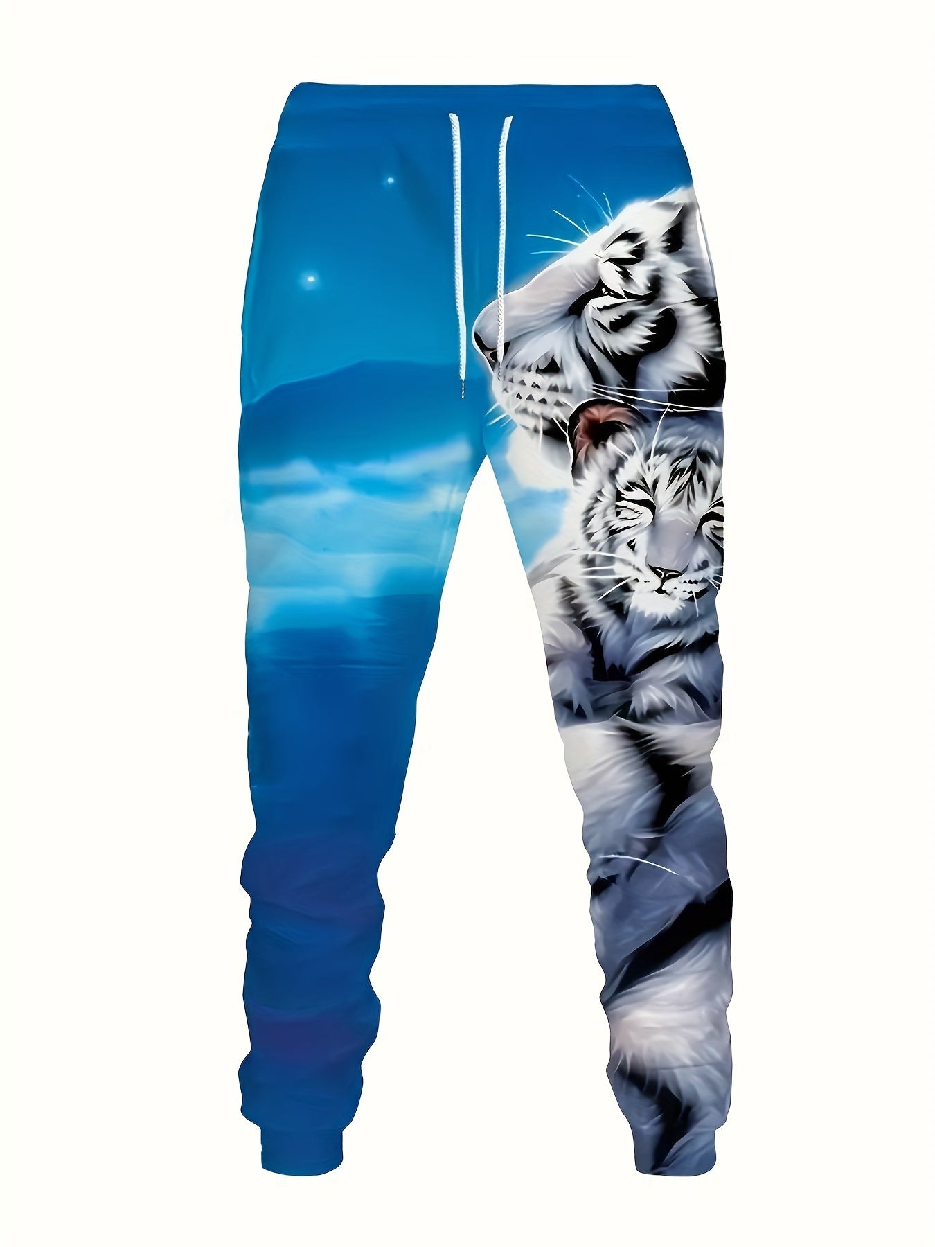 Men's Casual Tiger Print Men's 2-piece Set Casual Hooded Sweatshirt Long Sleeved Sports Shirt Sports Pants Set Suitable For Winter And Autumn Men's Wear
