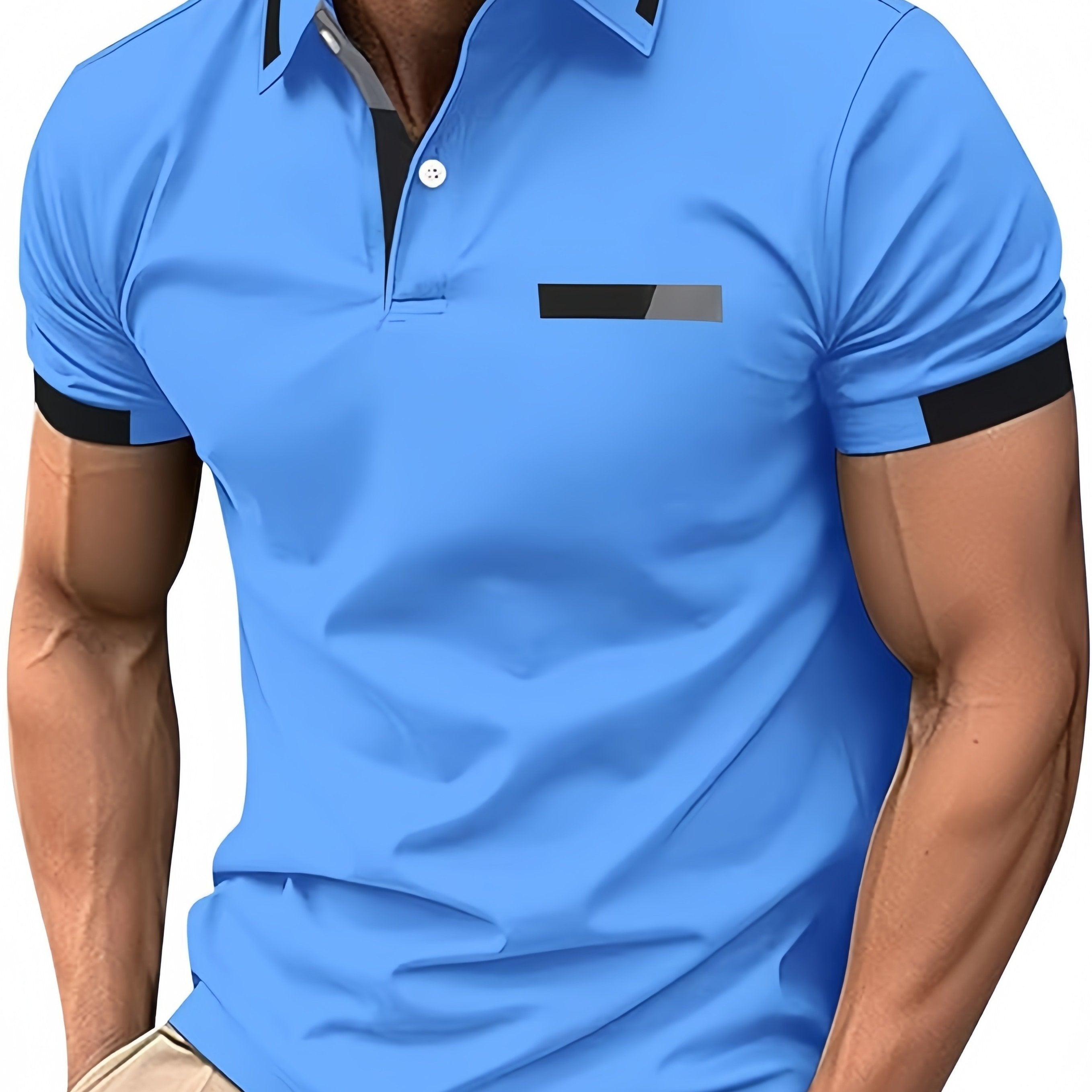 Men's Geometric Pattern Short Sleeve POPL Lapel Best Selling Fashion Athleisure Men's Wear